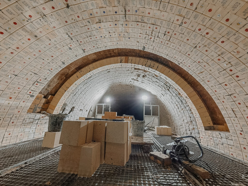 refractory lining installed inside Kiln